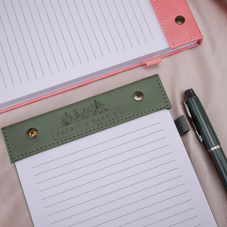 Leatherette Notepad Custom Leather Notepad, Personalized Tear-off Desk Planner, Refillable ...