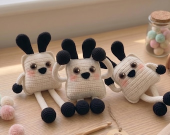 Schema per realizzare un cane quadrato all'uncinetto, amigurumi, in formato PDF, simpatico peluche, facile da realizzare anche per principianti, ideale per decorare la cameretta dei bambini.