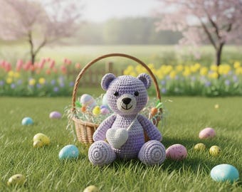 Schema all'uncinetto per orsacchiotto pasquale - Tutorial facile per realizzare un animale amigurumi (download PDF)