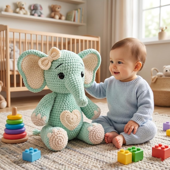 Easy Crochet Elephant Pattern, Amigurumi Digital Download PDF, Cute Animal Toy, Patron Crochet Elephant, New Baby Gift