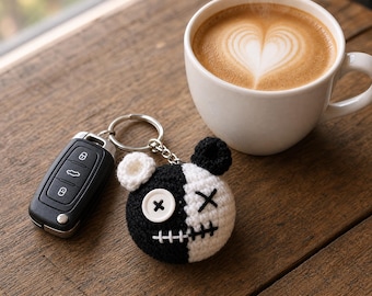 Padrão de Crochê para Chaveiro de Halloween em PDF | Chaveiro de Urso Amigurumi | Chaveiro de Crochê de Terror | Urso de Crochê de Halloween