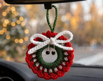Padrão de Guirlanda de Crochê, Mini Guirlanda de Natal para Porta em PDF, Decoração de Natal Amigurumi, Download Digital, Presente de Natal em Crochê