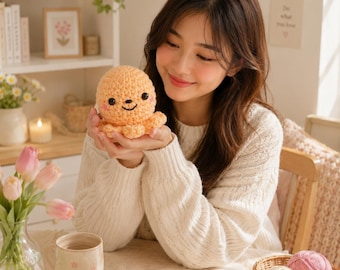 Padrão de Polvo de Crochê em PDF | Amigurumi de Polvo em Crochê | Acessórios de Crochê para Bebê | Tutorial Fácil de Crochê | Download Digital