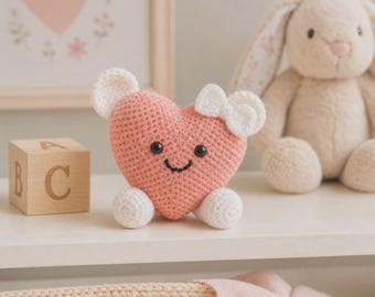 Padrão de Crochê de Urso em Formato de Coração em PDF | Amigurumi de Coração para Presente de Dia dos Namorados | Padrão de Crochê Fácil para Iniciantes | Urso em Crochê em Formato de Coração