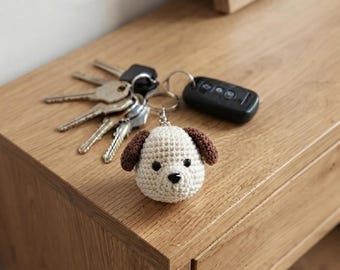 Molde em PDF para chaveiro de cachorro em crochê | Chaveiro de cachorro em amigurumi | Presente fácil de fazer em crochê e feito à mão | Download instantâneo