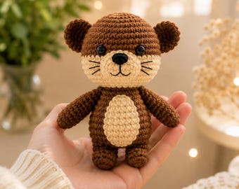 Padrão de crochê de lontra marinha em PDF | Lindo bichinho de pelúcia amigurumi de lontra | Download instantâneo de animais de crochê