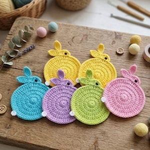 Patroon gehaakte onderzetter konijn, vloerkleed paashaas mok (pdf-download)