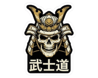 Samurai Skull Vinyl Sticker - Bushido Warrior Helmet Design