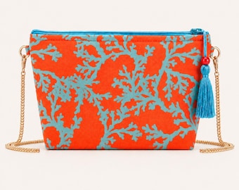 Handmade Coral Reef Clutch Bag, Coastal Crossbody Purse, Summer Resort Handbag