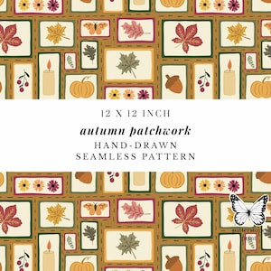 Nahtloses digitales Patchwork-Muster für den Herbst (PNG)