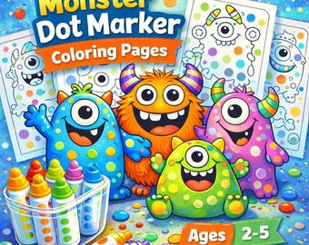 Coloriages de monstres mignons à points pour enfants | Livre d'activités PDF à imprimer | Coloriages pour les tout-petits de 2 à 5 ans