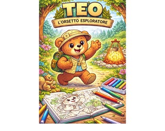 Coloriages PDF pour enfants de 5 à 7 ans – Teo l'ours explorateur – Histoire illustrée à imprimer (format A4) – Téléchargement instantané