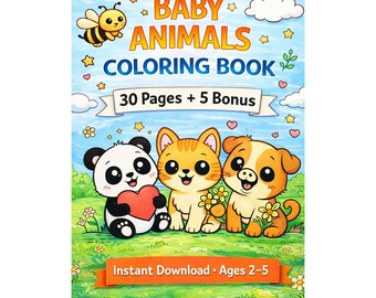 Livre de coloriage d'animaux mignons pour bébés (2-5 ans) - Pages à colorier faciles avec des traits épais (PDF)