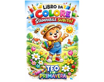 Spring Coloring Pages Printable PDF – Little Bear Explorer for Kids Ages 3-7 – Teo Digital Coloring Page