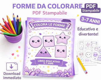 Formes à colorier (PDF imprimable) pour les enfants de 3 à 7 ans – Fiches d'activités préscolaires – Cercle, carré, triangle, ovale, cœur