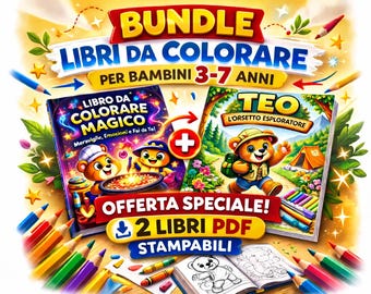 Lot de coloriages PDF pour enfants de 3 à 7 ans – 2 livres à imprimer – L'aventure de Théo + Le livre magique
