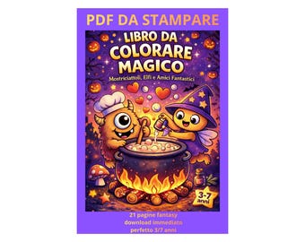 Pages de coloriage magiques pour les 3-7 ans | 21 pages de coloriage fantastiques à imprimer | Monstres, elfes et magie | PDF numérique