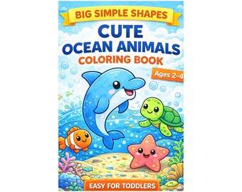 Livre de coloriage d'animaux marins rigolos pour les enfants de 2 à 4 ans | 30 pages à colorier à imprimer | Coloriages faciles pour les tout-petits | Téléchargement instantané du PDF sur l'océan