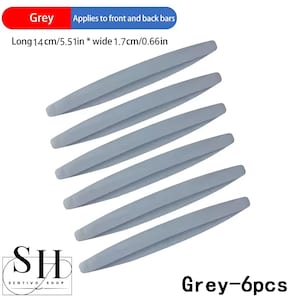 May include: A set of six grey protective bars, each measuring 5.51 inches long and 0.66 inches wide. These elongated, smooth components are designed for front and back application, presented in a uniform grey color with a sleek, narrow profile.