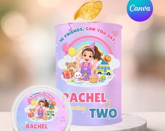 Lata y tapa de Pringles de la Sra. Rachel / Recuerdos de fiesta de la Sra. Rachel / Decoraciones para fiestas de aprendizaje preescolar / Lata de Pringles de la Sra. Rachel / Fiesta de la Sra. Rachel /