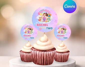 Adorno para cupcakes de la Sra. Rachel / Recuerdos de fiesta de la Sra. Rachel / Decoraciones para fiestas de aprendizaje preescolar / Adorno para cupcakes de la Sra. Rachel con Elmo / Fiesta de la Sra. Rachel /