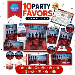 Teens Birthday Party | Stranger Party Favors Decoration | Editable Birthday Templates | Strange Birthday Bundle Stranger Party Neon Birthday
