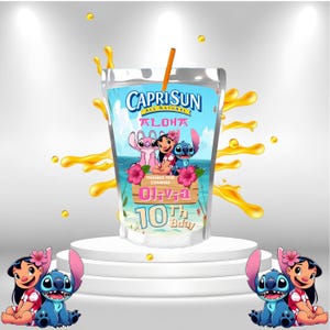 Lilo and Stitch Caprisun Label | Stitch Birthday Juice Label | Canva Editable (Digital Download)