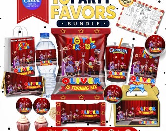 The Amazing Digital Circus Birthday Party Bundle | Editable Canva Circus Party Decorations | Chip Bag Invitation Templates