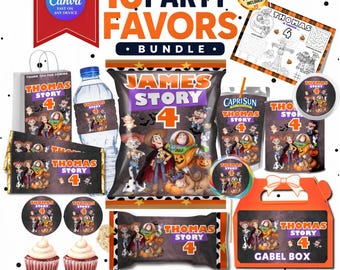 Toy Story Birthday Party Favors Bundle | Editable Halloween Party Favor Templates | Spooky Season Toy Theme Party | Printable Template BONUS