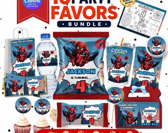 Spiderman Party favor | Spiderman Party Decor | Spiderman Editable Birthday Party | Spiderman Favors | Spiderman Birthday Bundle Bonus Canva
