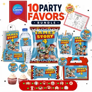 Cowboy Space Adventure Verhaal Verjaardagspakket | Bewerkbare Canva Speelgoed Feestdecoraties | Sjabloonen voor Wateretiketten in Chipszakjes