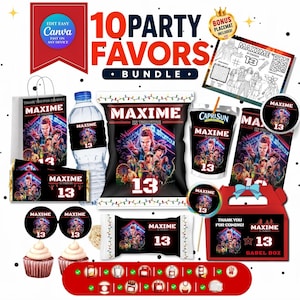 Fête d'anniversaire pour adolescents | Décoration pour cadeaux d'un étranger | Modèles d'anniversaire modifiables Strange Birthday Bundle Stranger Party | Anniversaire néon
