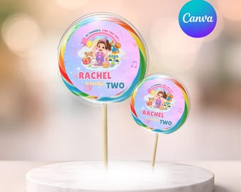 Envoltorio de piruleta de la Sra. Rachel / Recuerdos de fiesta de la Sra. Rachel / Decoraciones para fiestas de aprendizaje preescolar / Envoltorio de piruleta de la Sra. Rachel / Fiesta de la Sra. Rachel /