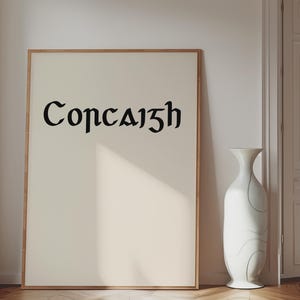 Corcaigh Cork Ireland Gaeilge Poster, irische Wandkunst, cremefarbener keltischer Schriftdruck