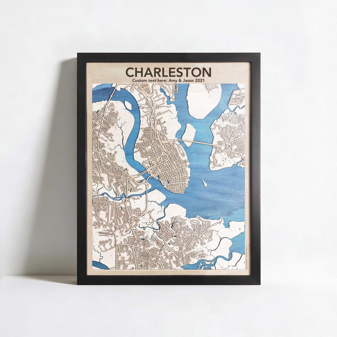Charleston 3D Wooden Map Wall Art – Personalized City Map With Custom ...