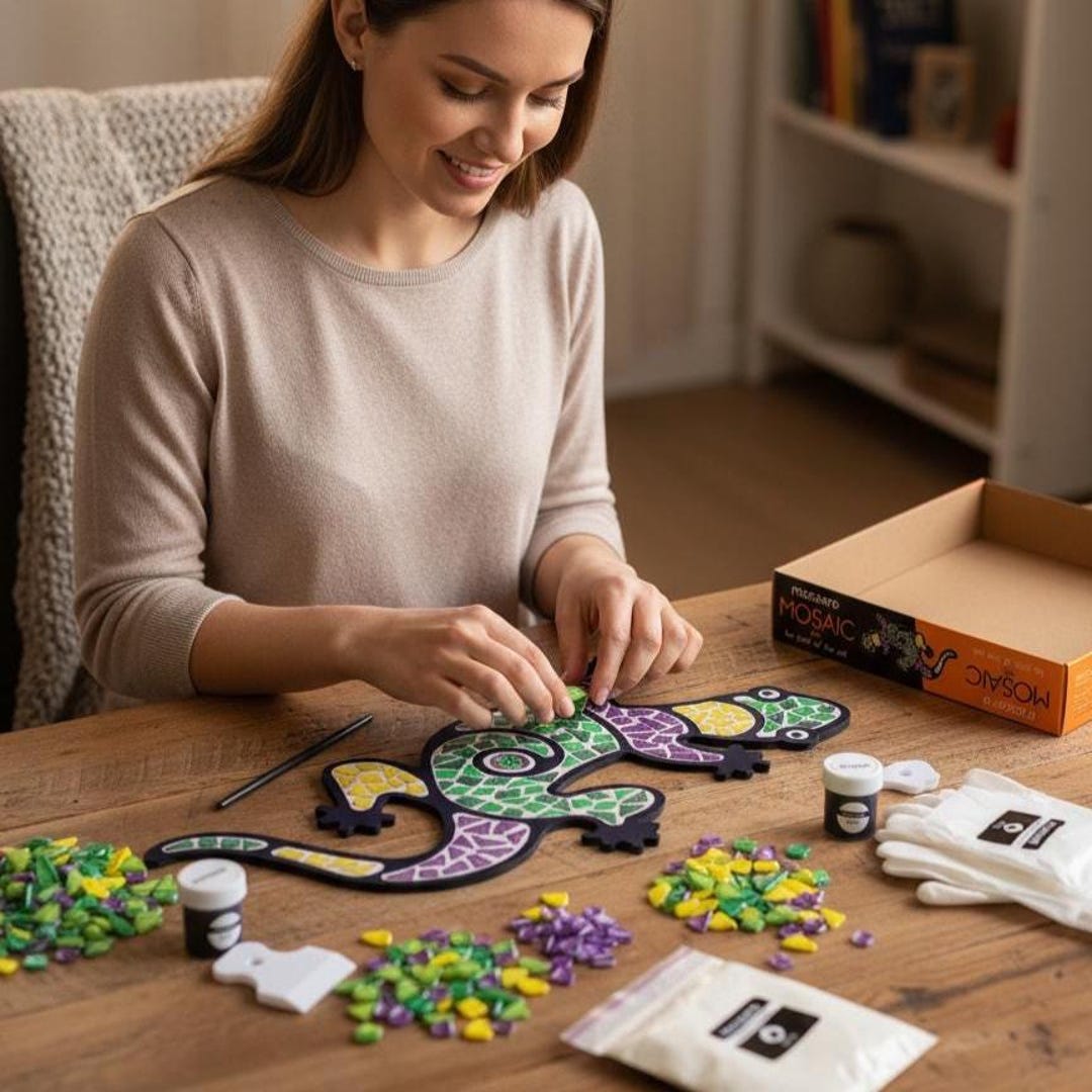DIY Mosaic Lizard Kit for Adults, Glass Tile Wall Art Craft Set ...