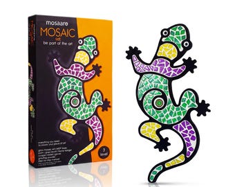 Kit de mosaico de lagartos para hacer tú mismo, kit de manualidades en vidrio para adultos, arte de pared de gecko hecho a mano, regalo creativo, decoración tropical para el hogar.