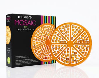 DIY Orange Mosaic Kit, Glass Craft Kit for Adults, Colorful Citrus Trivet, Orange Slice Wall Decor, Handmade Gift, Kitchen Art DIY Project