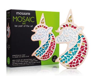 Bastelset für Erwachsene, Einhorn-Mosaik-Wandkunst, Bastelset für Erwachsene, Glasmosaik-Set, DIY Bastelgeschenk, handgefertigtes Dekor