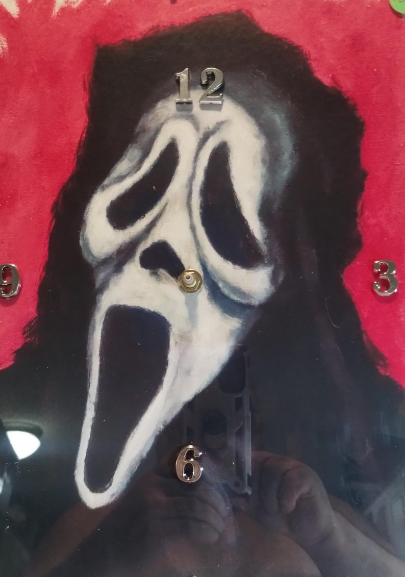 Scream Clock Image Ghostface Scream Mask Clock: Son's Artwork Replica, Unique Wall Decor ...