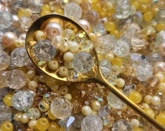 Sunny Yellow Mixed Bead Scoop, Glass, Crystal, Pearl, Jewellery Making Supplies