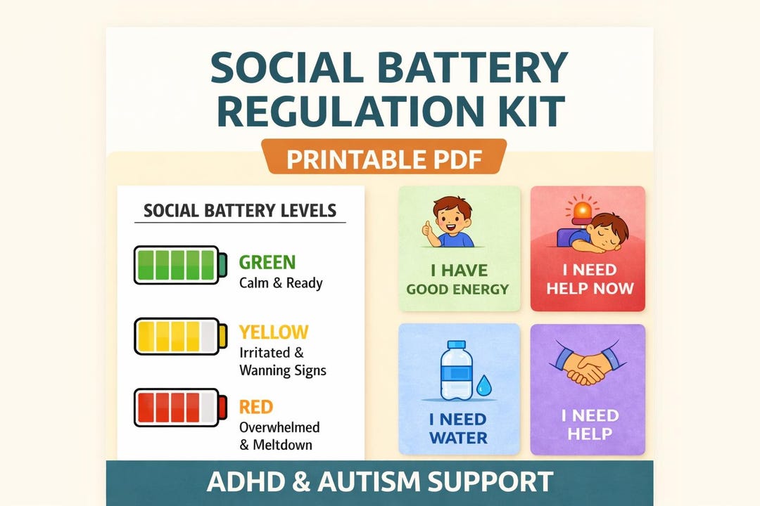 Social Battery Kit for ADHD & Autism | Meltdown Prevention Printable ...