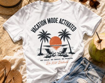 Niet op kantoor| Vakantiemodus | Vakantieshirt | Strand-T-shirt met print voor zomerreizen