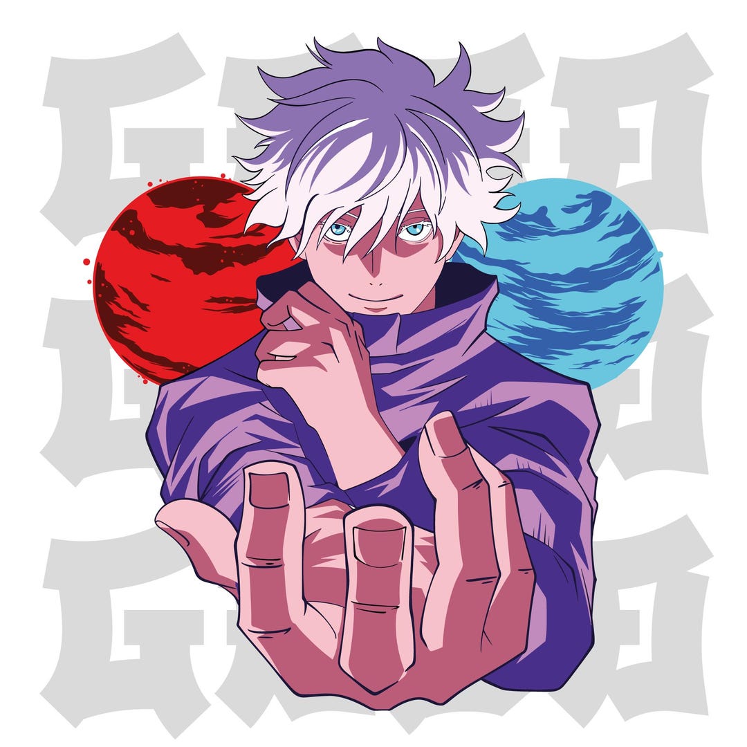 Poly Vector Gojo Gojo Satoru Layered SVG | Jujutsu Kaisen Vector Art (DTF Print File) - Etsy