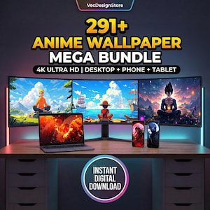 Paquete de fondos de pantalla de anime - Descarga digital / Fondos de escritorio y teléfono 4K