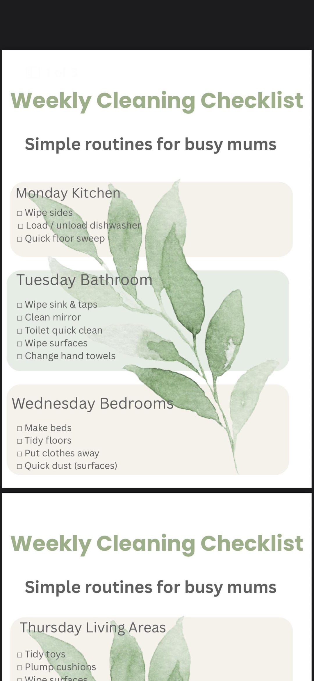 Weekly Cleaning Checklist Printable for Busy Mums | Simple Home ...