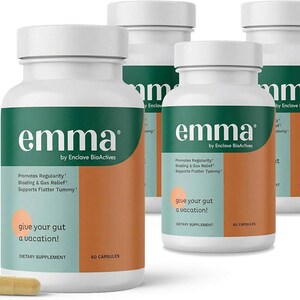 4-pack Emma Gut Health Supplement 180 capsules voor verlichting van een opgeblazen gevoel en lekkende darm