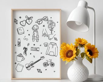 Custom Drawn Print – Filled With Things You Love