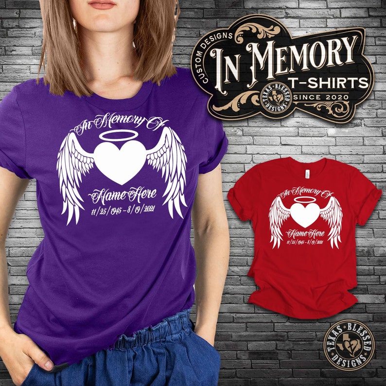 In Loving Memory Angel Wings T-shirt Winged Heart T-shirt - Etsy