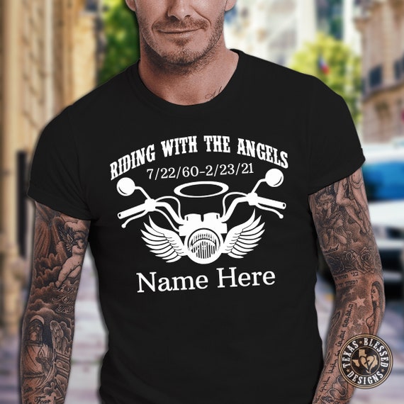 Riding With The Angels Motorcycle | In Memory T-Shirt | Memorial of Loved One | Motorcycle In Memory | In Memory | Angel Wings